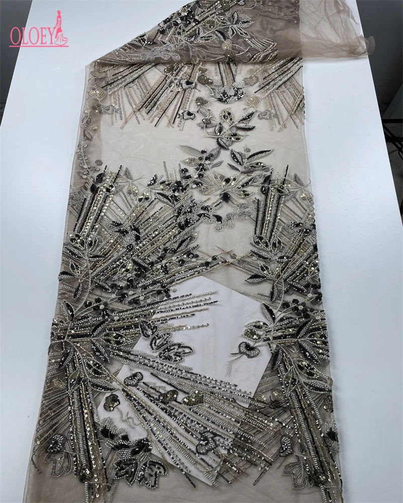 

OLOEY Роскошная французская вышивка с блестками, кружевная ткань, ручная работа, свадебный материал для нигерийских последних стилей
