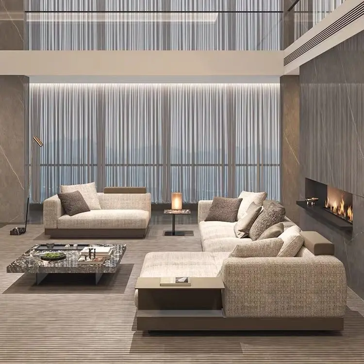 Sofa minimalist villa small apartment living room cotton and linen corner princess