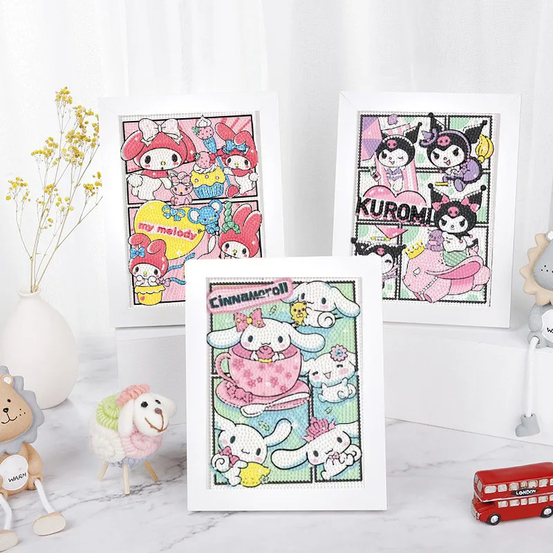 Cartoon Diamond Painting DIY Kuromi Diamond Sticker Handmade Decorative Painting with Photo Frame Dot Diamond Painting Gift