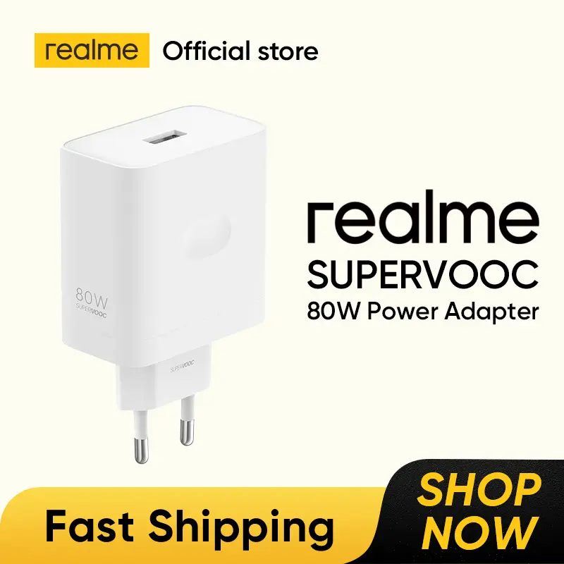 شاحن realme 120W/80W/45W SUPERVOOC أوروبي للهاتف/التابلت
