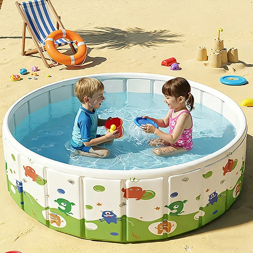 Folding Swimming Pool Non-inflatable Ground Swimming Pool Swim Tool With Space-saving Nylon Design For Outdoor Water Parties