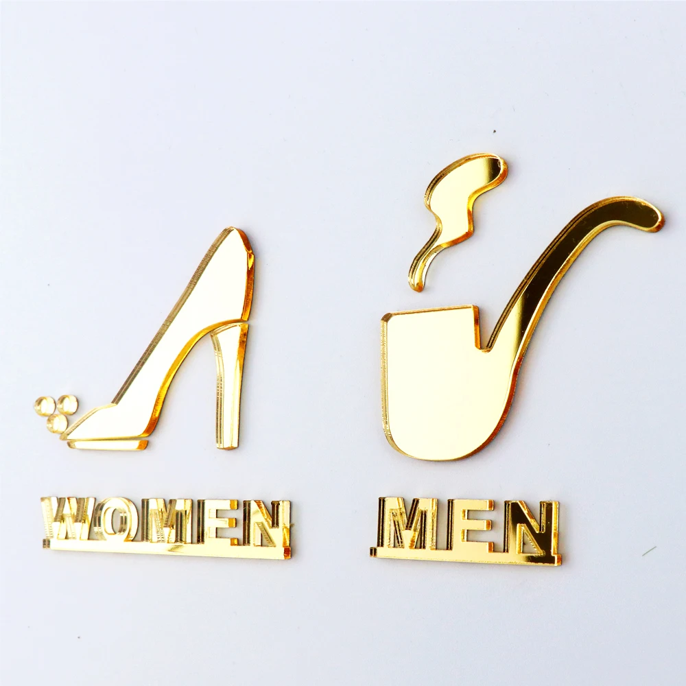 Toilet Sign Bathroom Door WC Self-Adhesive Men & Women  Plaque Figures Lavatory Wall Signage for Hotel,Office,Home,Restaurant