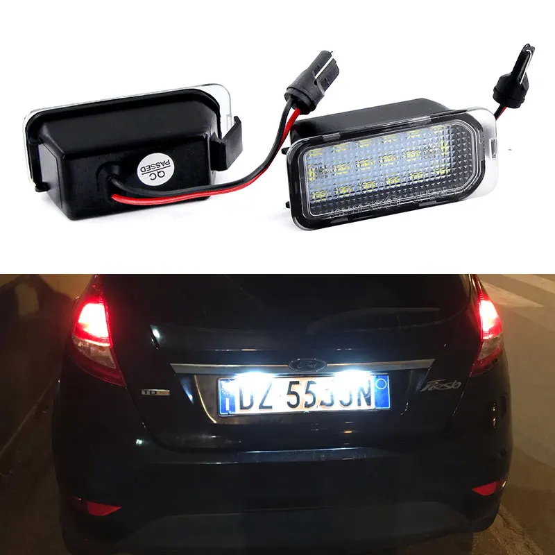 2PC Number Plate Light LED License Lamps for Ford Jaguar XJ XF Fiesta Focus S-MAX Grand C max Mondeo Kuga Galaxy Ecosport Canbus