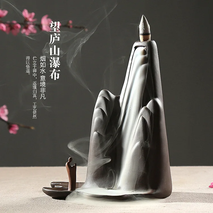 

Ceramic Mountain Aromatherapy Burner Fall Zen Smoke Backflow Incense Home Furnishings Waterfall Censer Incensário Incense Base