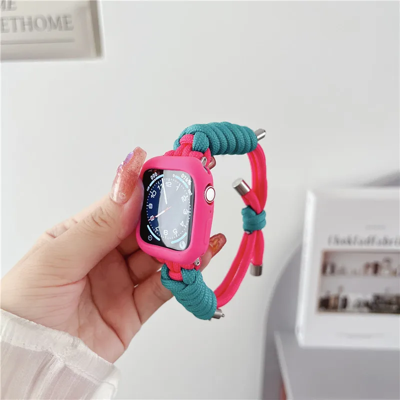 สายนาฬิกาข้อมือหลากสีแบบเกาหลี45มม. สำหรับ Apple iWatch S8 S7พิเศษ6 5 4 3 2 1 SE สายนาฬิกา44mm 42mm 40mm 38mm ซิลิโคน
