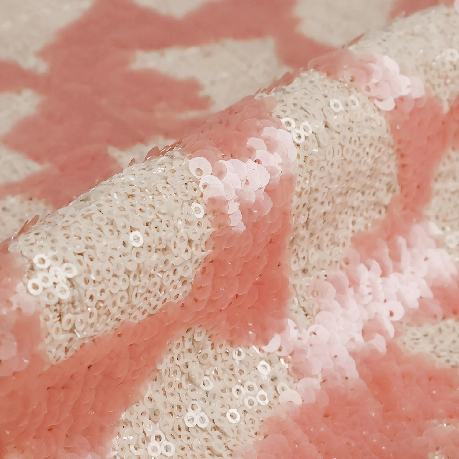 2 Yards Heavy Sequins Pink + White Sequins Small Fragrant Braided Glossy Fabric Designer Clothing Fabric