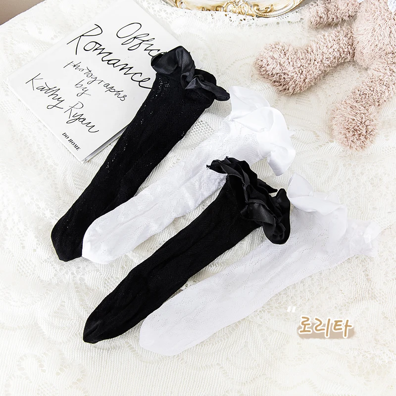 

Kids Summer Nylon Mesh Lace Long Socks Children Toddler Baby Girls Cute Princess Kawaii Frilly Ruffle Tube Bow Knee High Sock