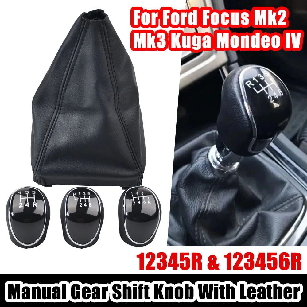 New Manual 5 6 Speed Car Gear Shift Knob Black For Ford Mondeo IV for Mk4 S-MAX C-MAX Kuga Transit Connect Auto Parts