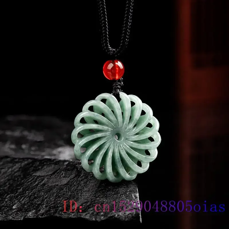 Burmese Jade Kaleidoscope Pendant Designer Jadeite Pendants Natural Jewelry Green Fashion Charm Talismans Necklace Emerald Man