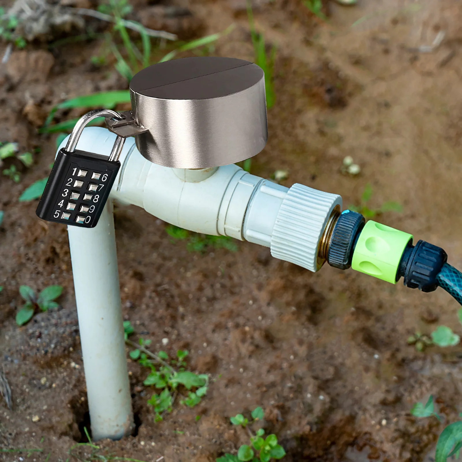 

Combination Padlock Outdoor Water Spigot Lock Weatherproof Water Faucet Cover Easy Install Anti Theft for Home Garden