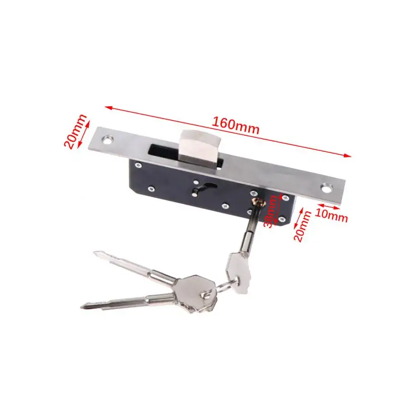 Sliding Door Hook Lock Aluminum Alloy Window Locks Anti-Theft Safety Wood Gate Floor Lock With 3 Cross Keys