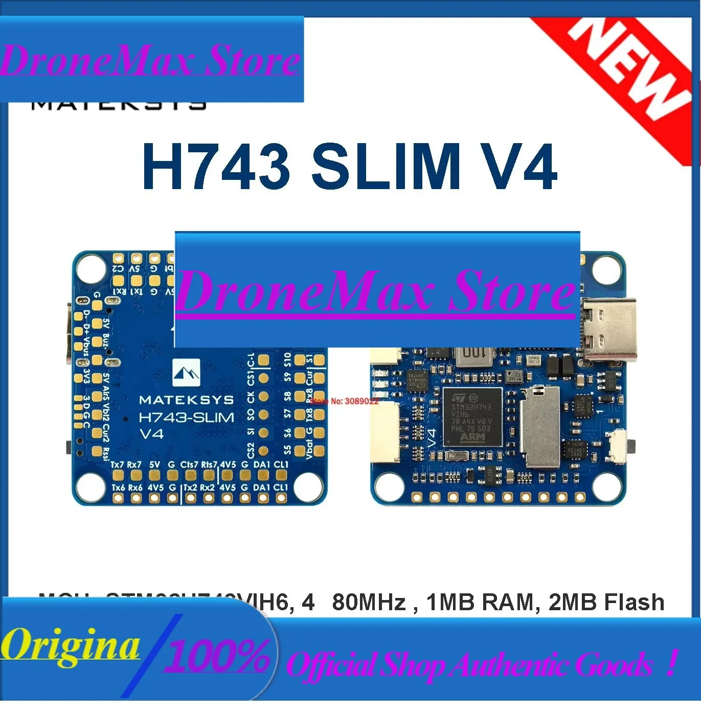 DroMaMATEK Mateksys H743-SLIM V4 Flight Controller STM32H743VIH6 Dual ICM42688P Built-in OSD MicroSD For FPV Racing Freestyle