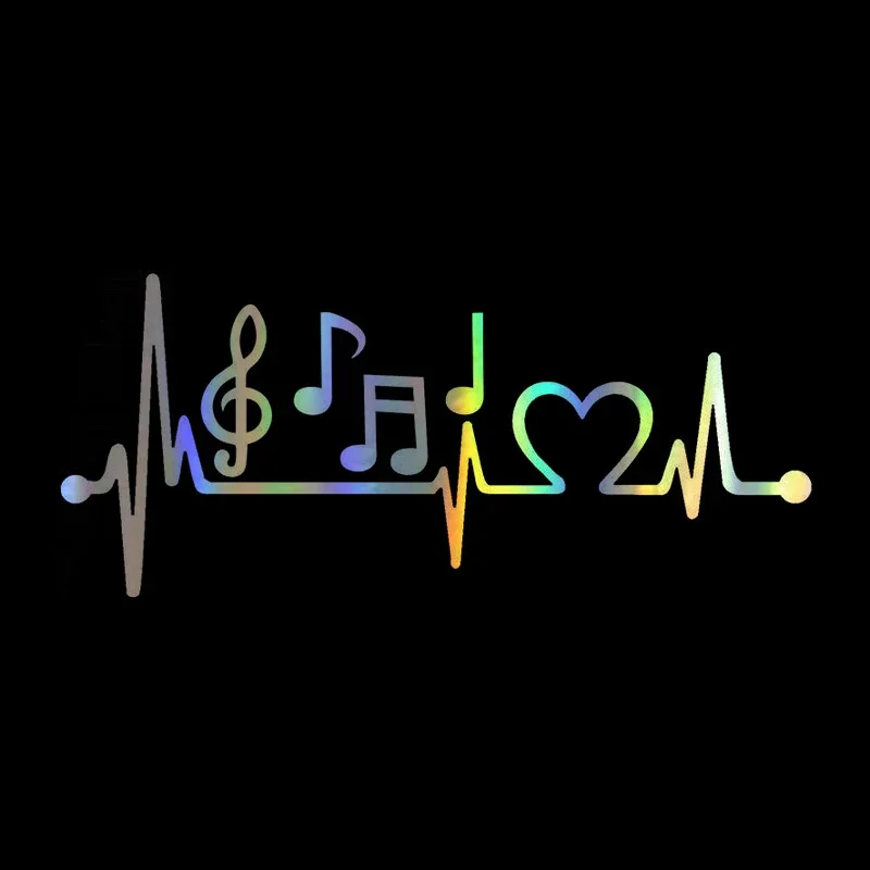 

15cm Music Notes Heartbeat Car Products Personality, Sticker Accessories Stickers on Motorcycle Exterior Parts Cover Scratches