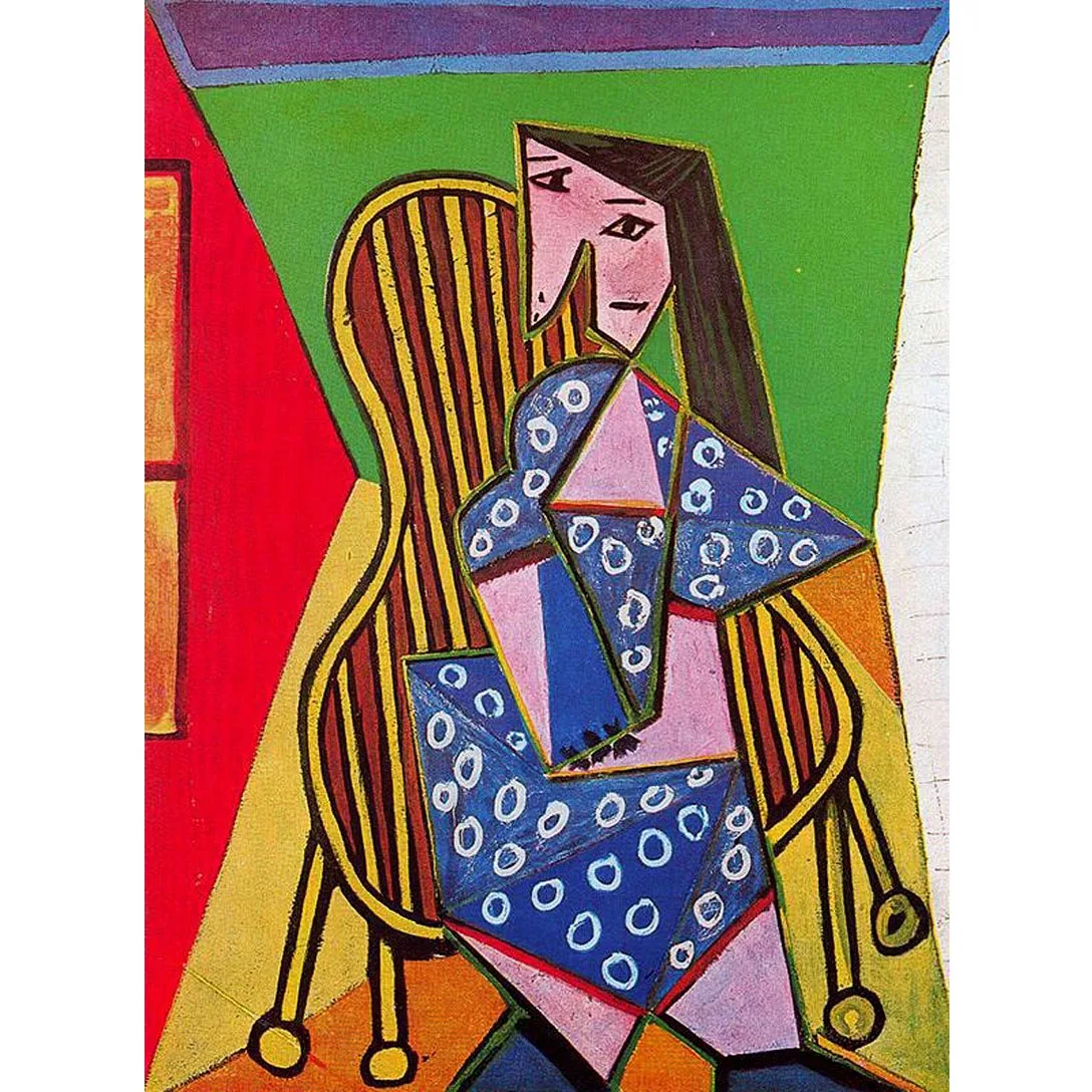 Woman in striped armchair by Pablo Picasso,Famous oil painting reproduction,Hand painted abstract oil painting,wall pictures