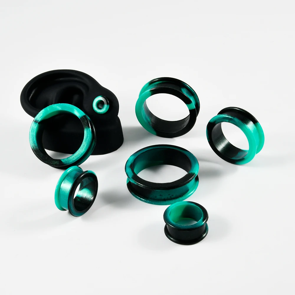 1Pair Flexible Silicone Flesh Tunnel Plugs Earrings 8mm-38mm Ear Gauge Expander Stretchers Ear Lobe Piercing Jewelry