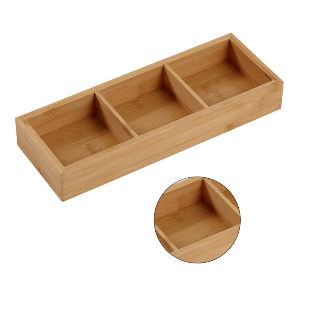Bamboos Serving Tray Independent Separate Burr Free Snack Tray Multiple Grid Layout Optional Visible Bamboos Grain Food Platter