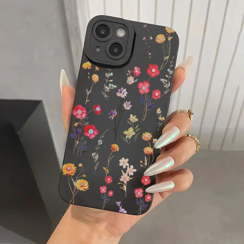 Summer Minimalist Fresh Style Phone Case For iPhone 11 12 13 14 15 16 Pro Max XS XR 7 8 Plus SE Shockproof Silicone Soft Cover