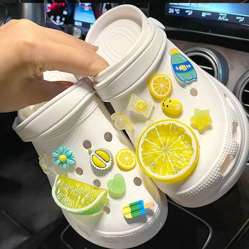 1 Set New 3D Fruit Shoe Charms Set Summer Refreshing Lemon Advanced Shoe Decorations DIY Detachable Buckle Shoes Accessories