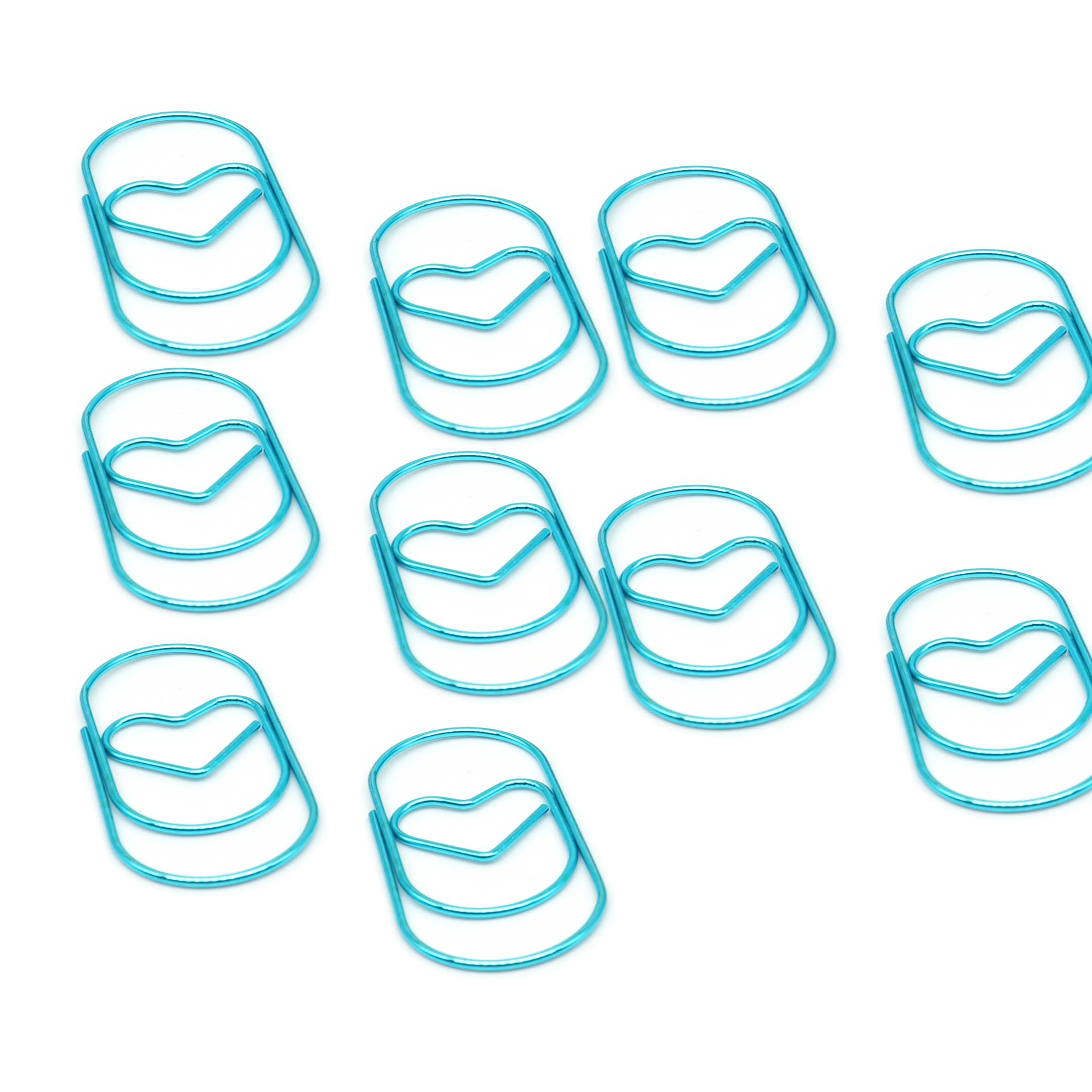 10 шт., зажимы для бумаги, в форме сердца