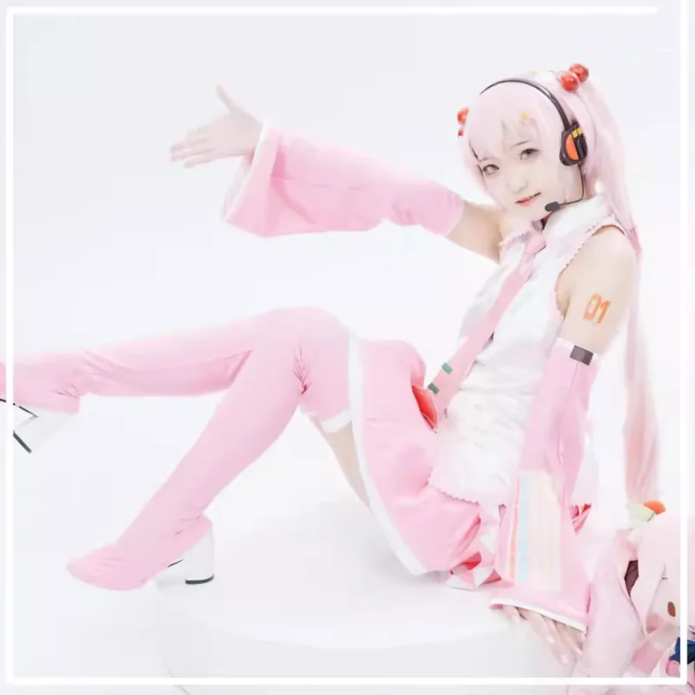 

Pink Miku Cosplay Costume Performance Suit Cos Suit Miku Regular C Suit Wig Cosplay Girls Spring Sakura Cherry