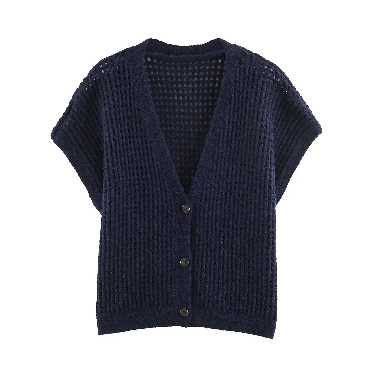Maxdutti Women's Clothing 2026 Autumn New Style Old Money Style Fashionable Hollow Knitting Yarn Cardigan Vest