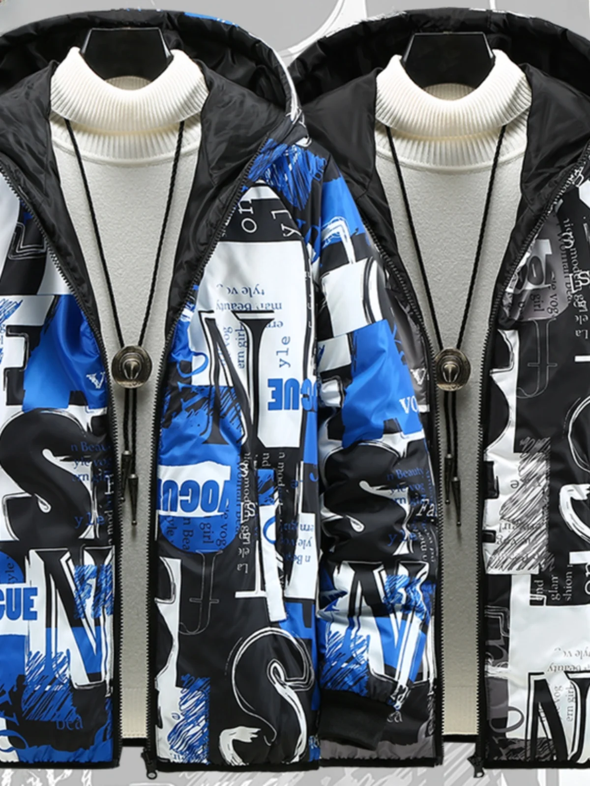 ملابس على الوجهين سترة قطنية خفيفة الوزن للرجال بقلنسوة للخريف والشتاء ملابس قطنية جديدة فضفاضة كبيرة الحجم Faion Urban Sle #1