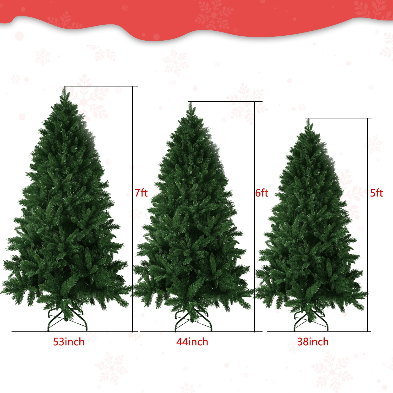 5/6/7FT Christmas Tree 755 Branch Tips Automatic Open Premium Artificial Xmas Tree with Metal Stand for Home /Party / Shop Decor