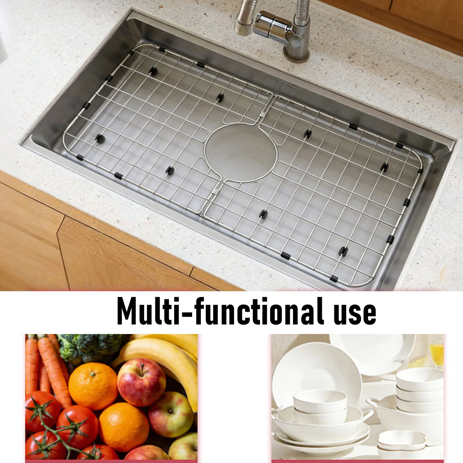 Kitchen Sink Protector Sink Protector Grid Kitchen Sink Grates Bottom Grid 304 Stainless Steel Rustproof Detachable Design