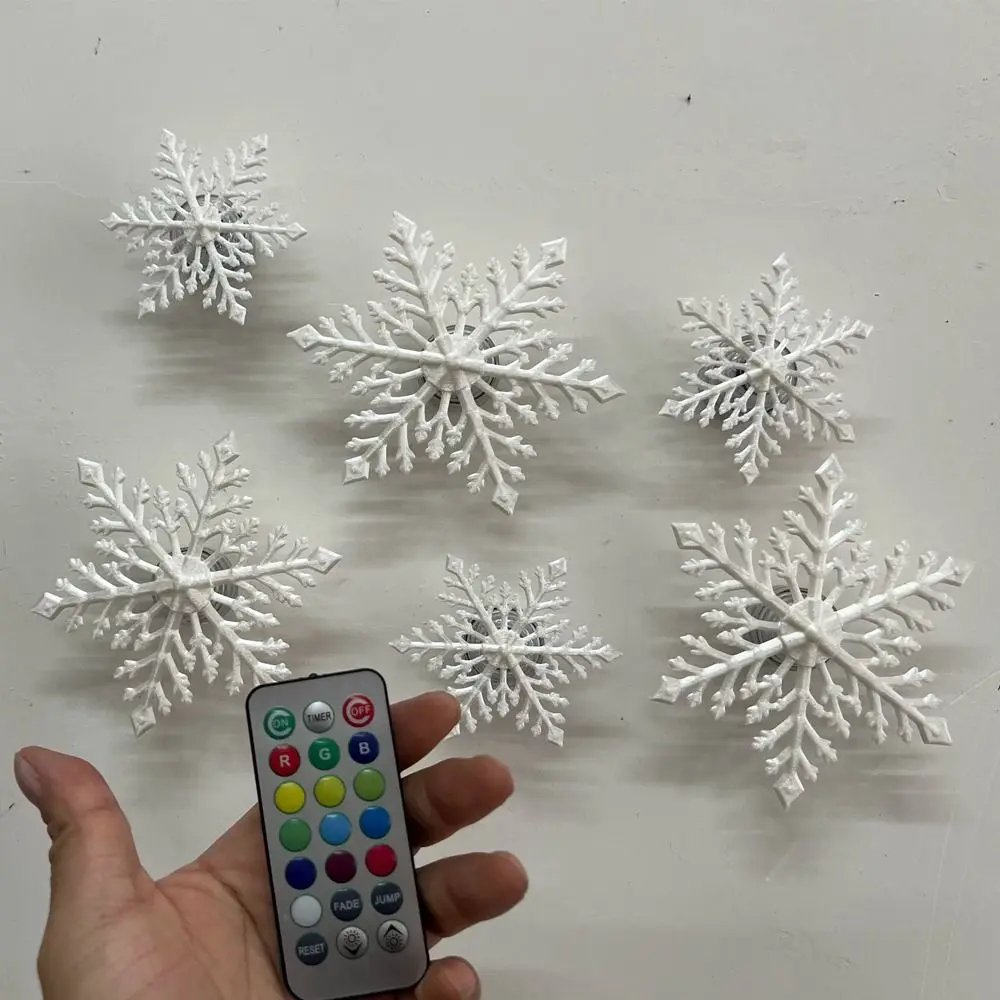 12Pcs Plastic Led Snowflake Wall Lights White Snowflake Long Lasting Christmas Snowflake Lamp Colorful Lights Shatterproof