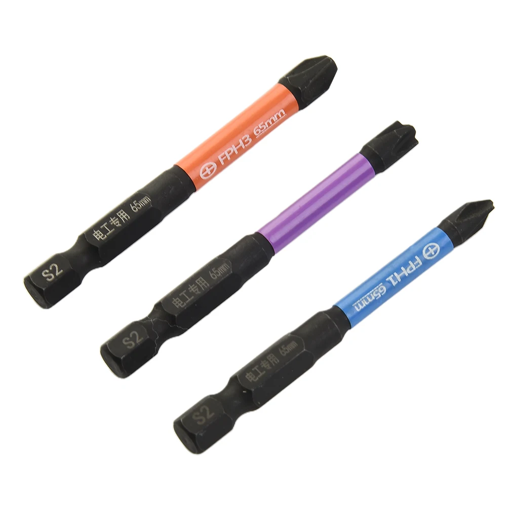 Screwdriver Bit Multipurpose Rust resistant Slotted Cross Screwdriver Bit for Electrician Work PH1 PH2 PH3 65mm