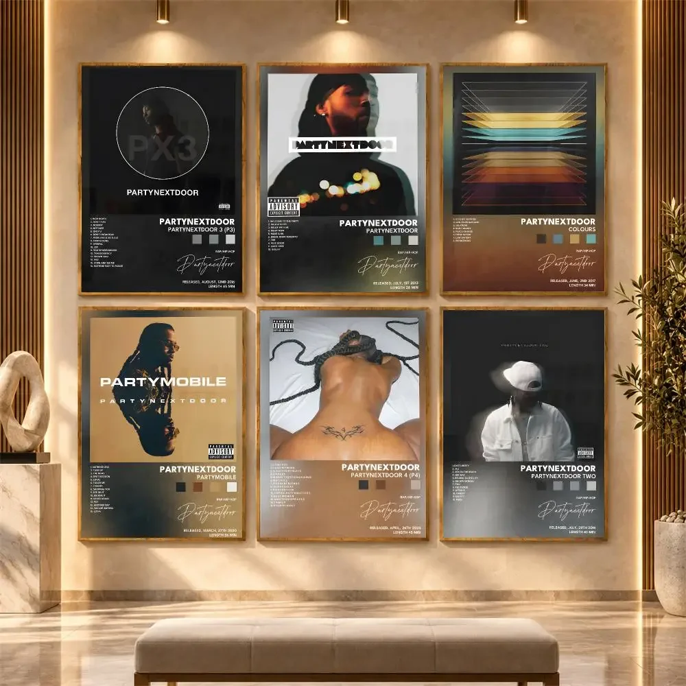 Rapper Singer P-PartyNextDoor Poster Wall Stickers Self Adhesive Art Decals for Bedroom Living Room Home Decor Print Mural Gift