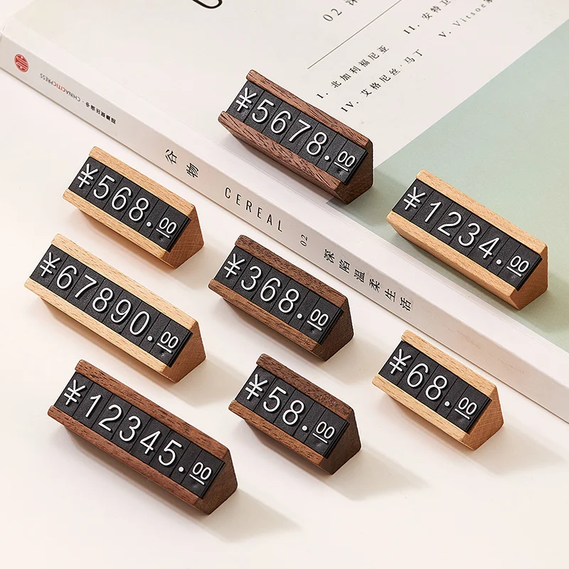 10PCS Solid Wood Vertical Plate Price Tag Commodity Tobacco, Wine, Tea, Beauty Products Display Plate High-end Price Tag