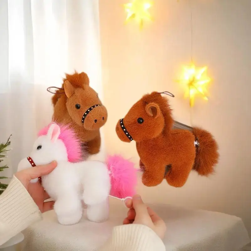 لطيف رقيق 12 سنتيمتر سحب حبل ذيل الحصان ألعاب من نسيج مخملي المفاتيح الكرتون لينة محشوة دمية قلادة مفتاح السيارة حقيبة الظهر اكسسوارات #5