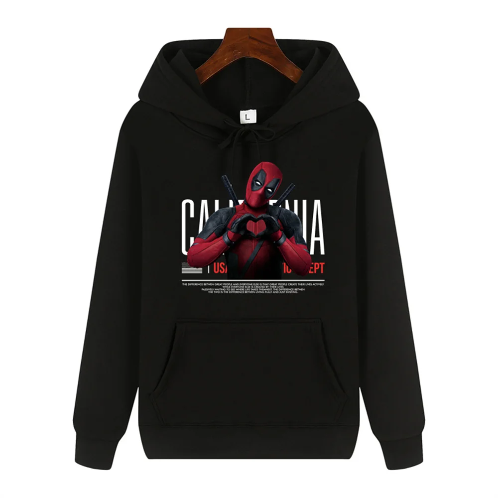 Marvel Deadpool personality print Autumn/Winter comfortable soft thickened men's high quality casual fashion warm street hoodie