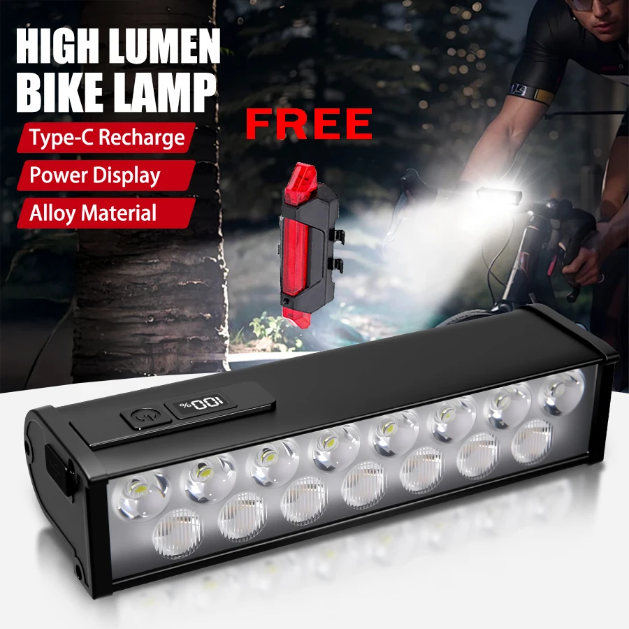 Ultra-bright 22 LED 4000mAh Bicycle Light Rechargeable Electric Quantity Display Highway Bike Light Accessories Outdoor Cycling
