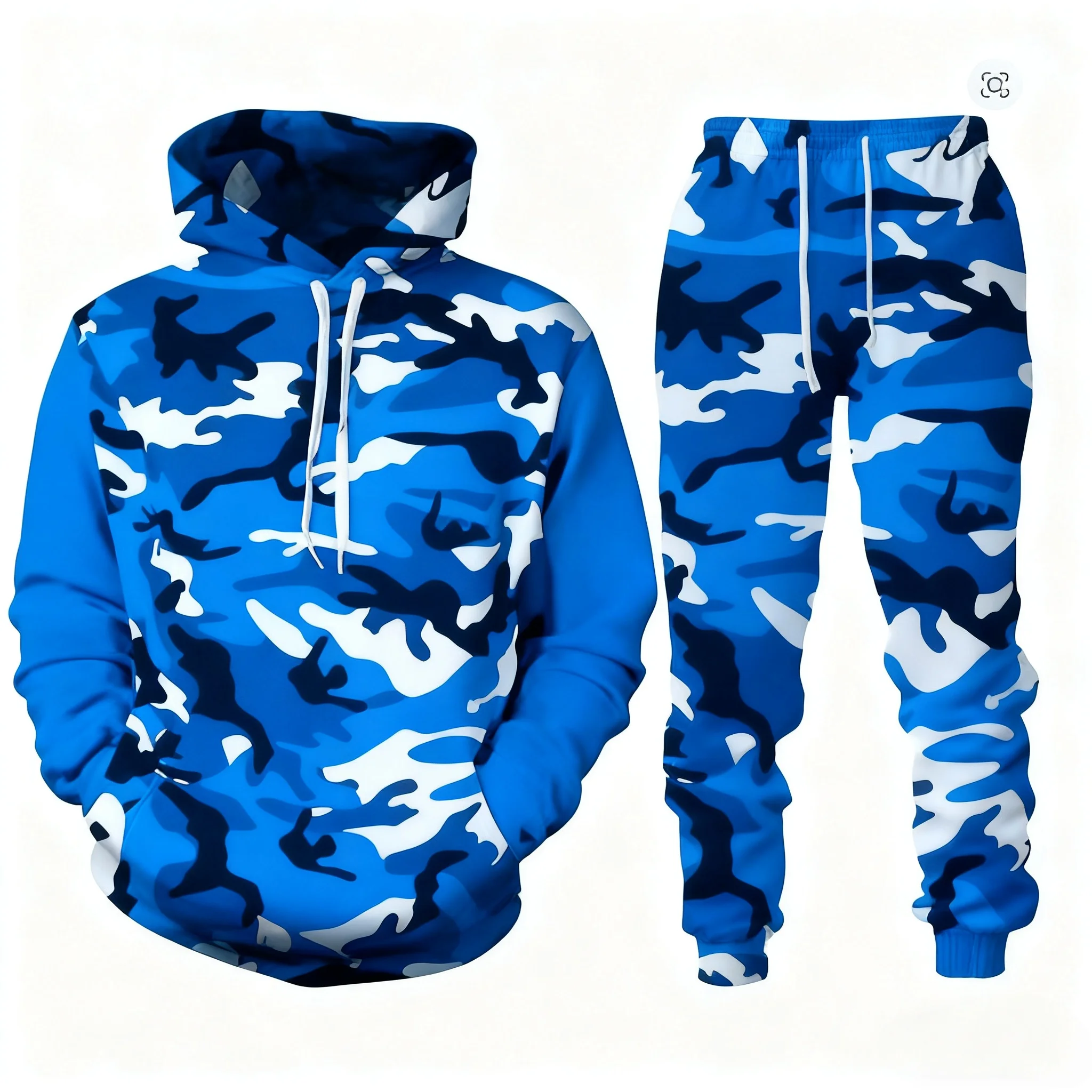 2026 카모플라주 후디 투피스 후디 팬츠 세트 산타클로스 3D 프린트 세트 남녀 패션 후디+팬츠 조깅 슈트