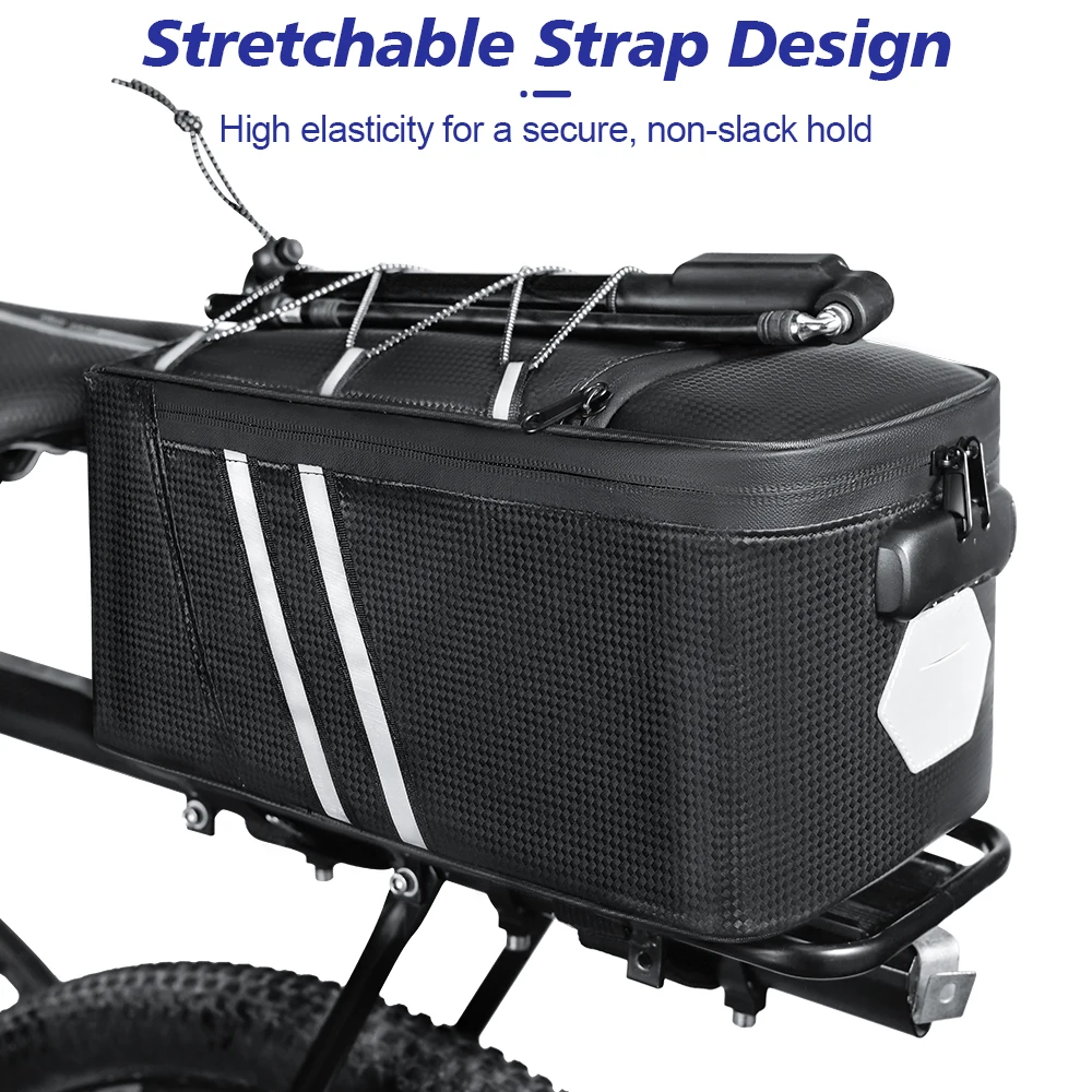 Password Lock Bicycle Rear Seat Bag MTB Bike Rack Bag Trunk Pannier Large Capacity Cycling Waterproof Travel Bag ﻿