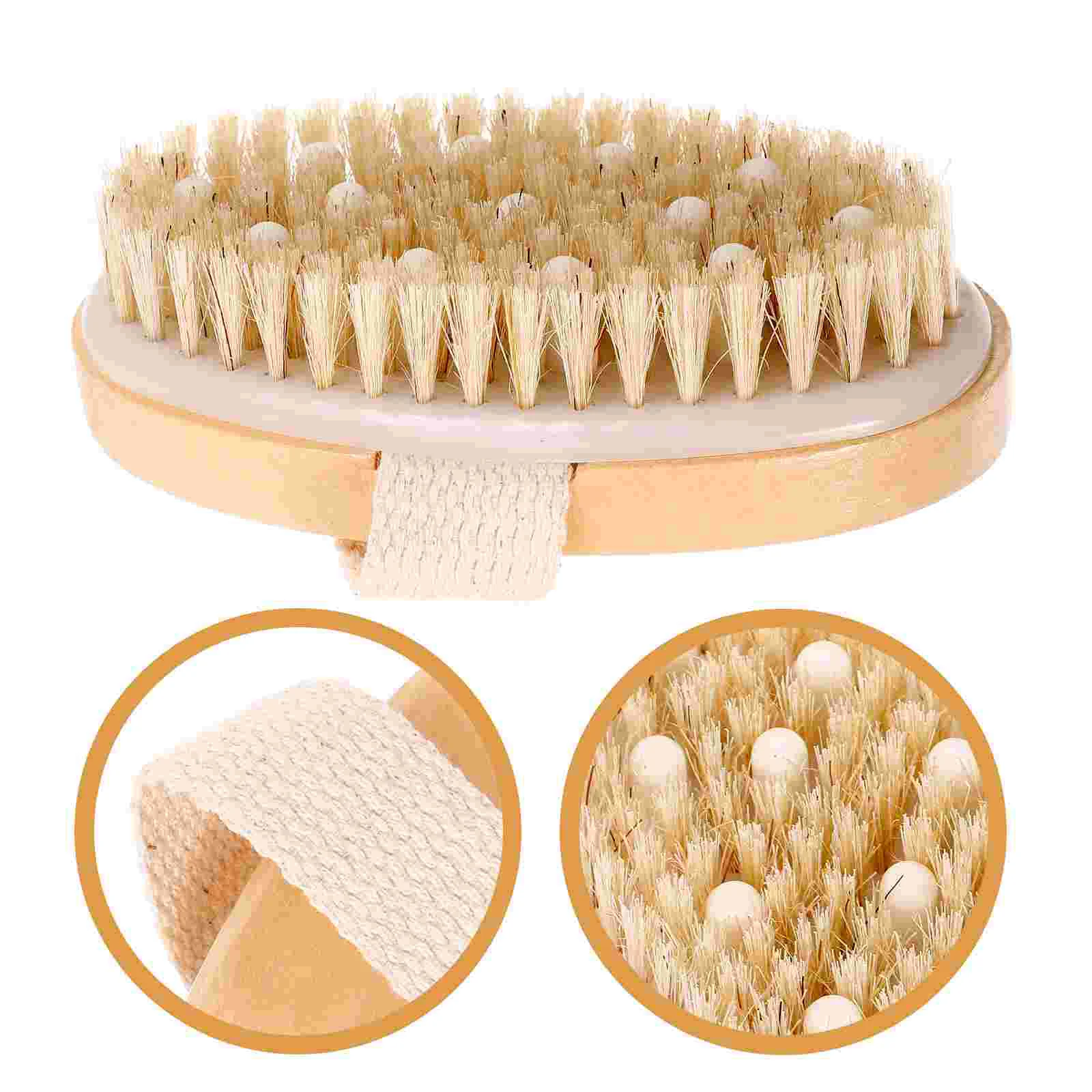 Cabeça de borracha de cerdas de porco branco de bambu esfoliante em um massagem corporal escova de banho limpeza da pele chuveiro alça longa