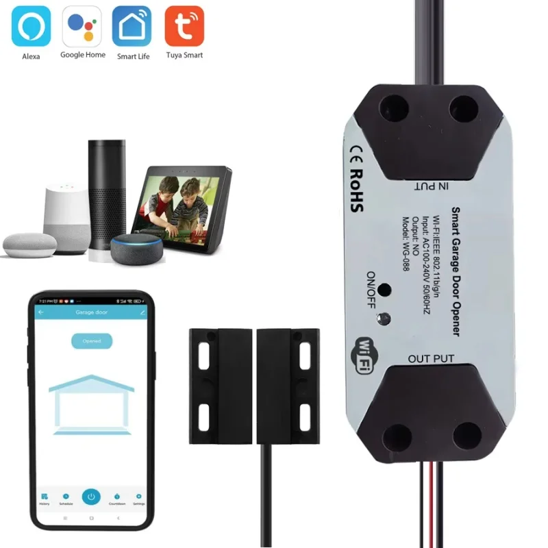 

Tuya WiFi Garage Controller Switch for Gate Opener Work With Alexa Google Home Smart Life Voice Remote control panel Smart Home