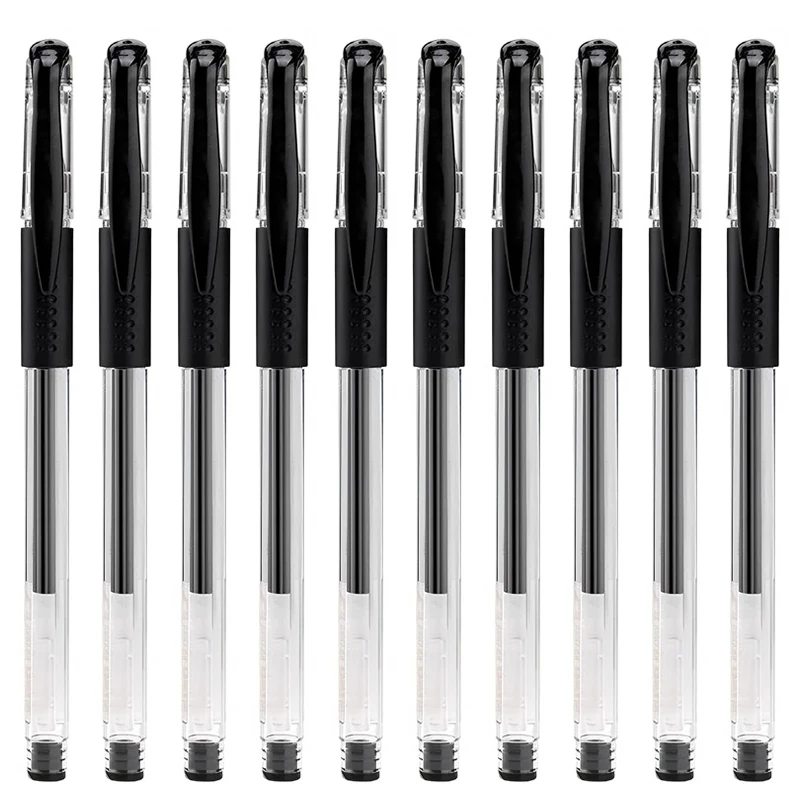 

10 шт., набор шариковых ручек с гелевыми чернилами, 0,5 мм, тонкие, черные, синие, красные, офисные, школьные канцелярские принадлежности для студентов