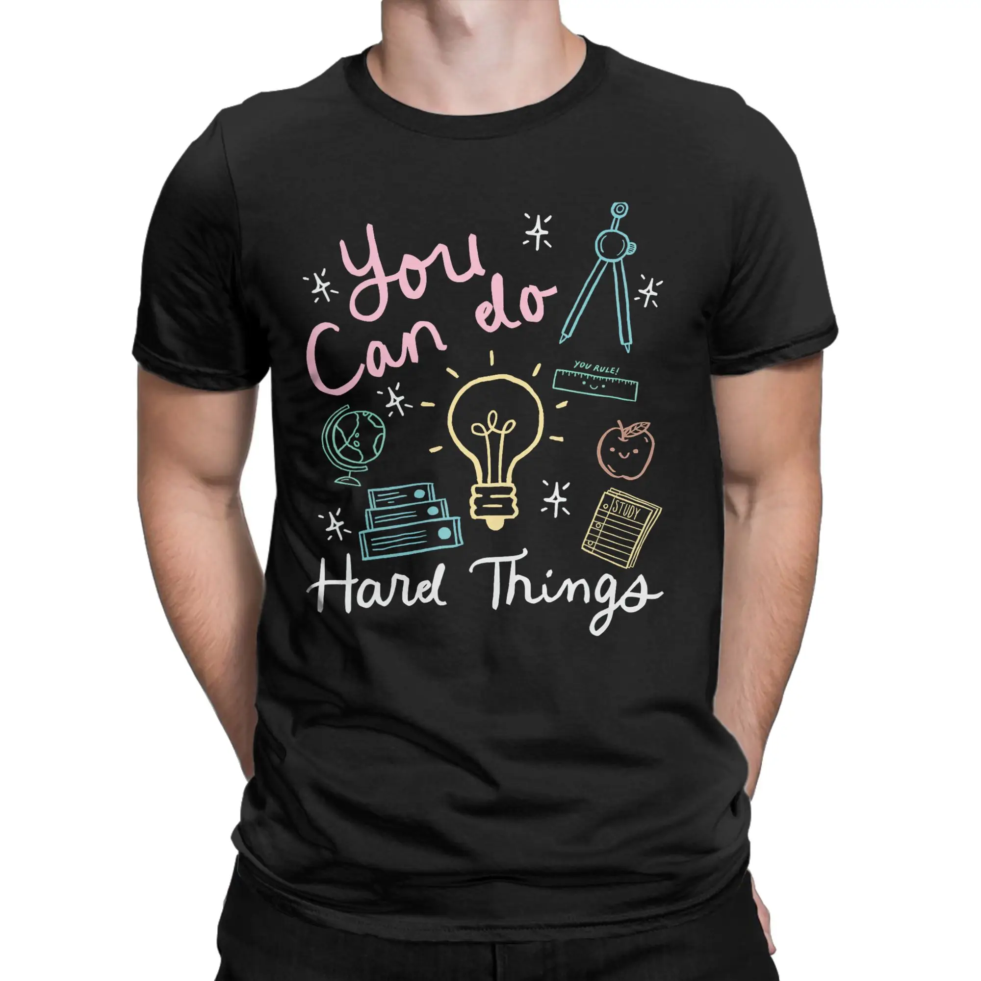 Testing Day You Can Do Hard Things Teacher State Testing T-Shirt Beach  T-Shirts Cotton Tee Shirt For Men Casual Top Tees