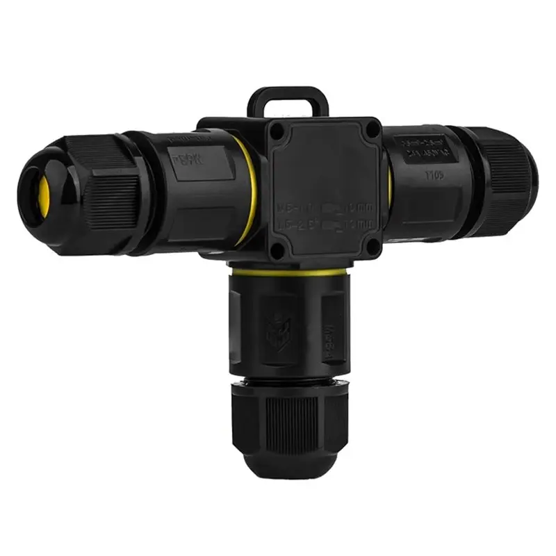 Waterproof Outdoor T Shape 3P Junction Box IP68 Screwless Lever 3 Way 4-11Mm 450V 24A CE Electrical Quick Release Cable