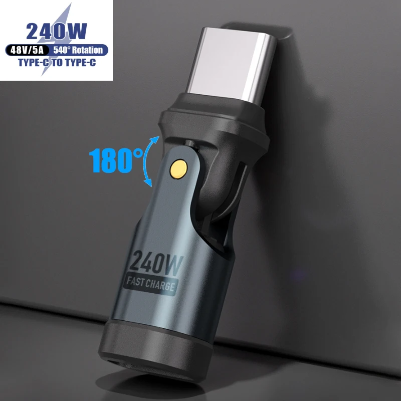 

1PCS PD240W USB C To Type C OTG Adapter 540 Rotation 5A Fast Charge Cable Converter For IPhone 16 MacBook Samsung Xiaomi Laptop