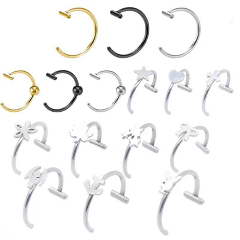 Stainless Steel No Punching Fake Lip Rings For Women Fashion Personality Clip On Lip Ring Fake Body Piercing Jewelry