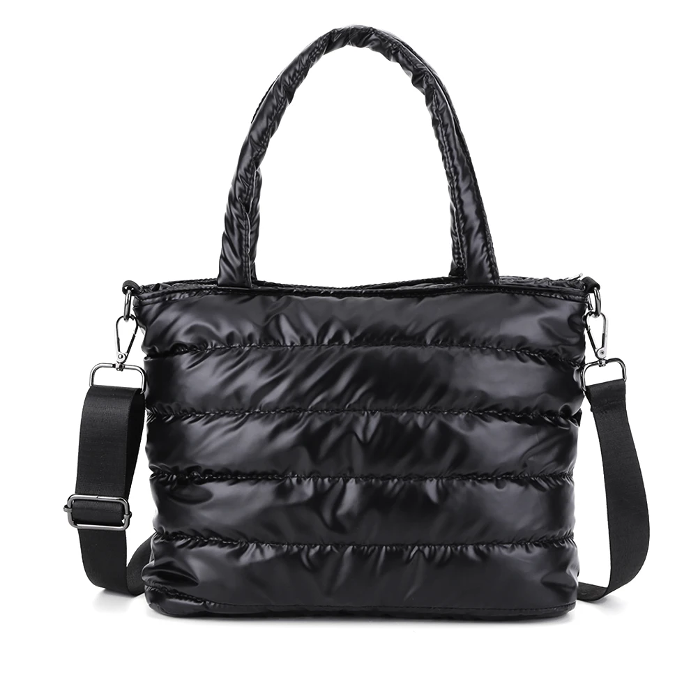 Women Quilted Tote Handbag Versatile Padded Shoulder Bag Lightweight Soft Satchel Bag Large Capacity Casual Winter Commuting Bag