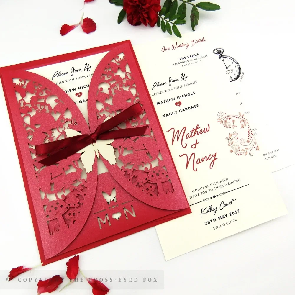 

50pcs Personalized Laser cut Alice Wedding Stationery suite,Wedding Luxury Card Modern Wedding/monogram wedding invitations