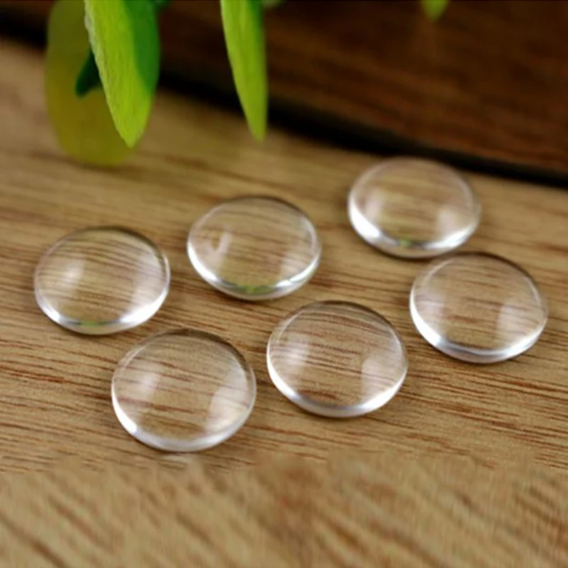 50pcs/lot 12mm Round Flat Back Clear Glass Cabochon High Quality