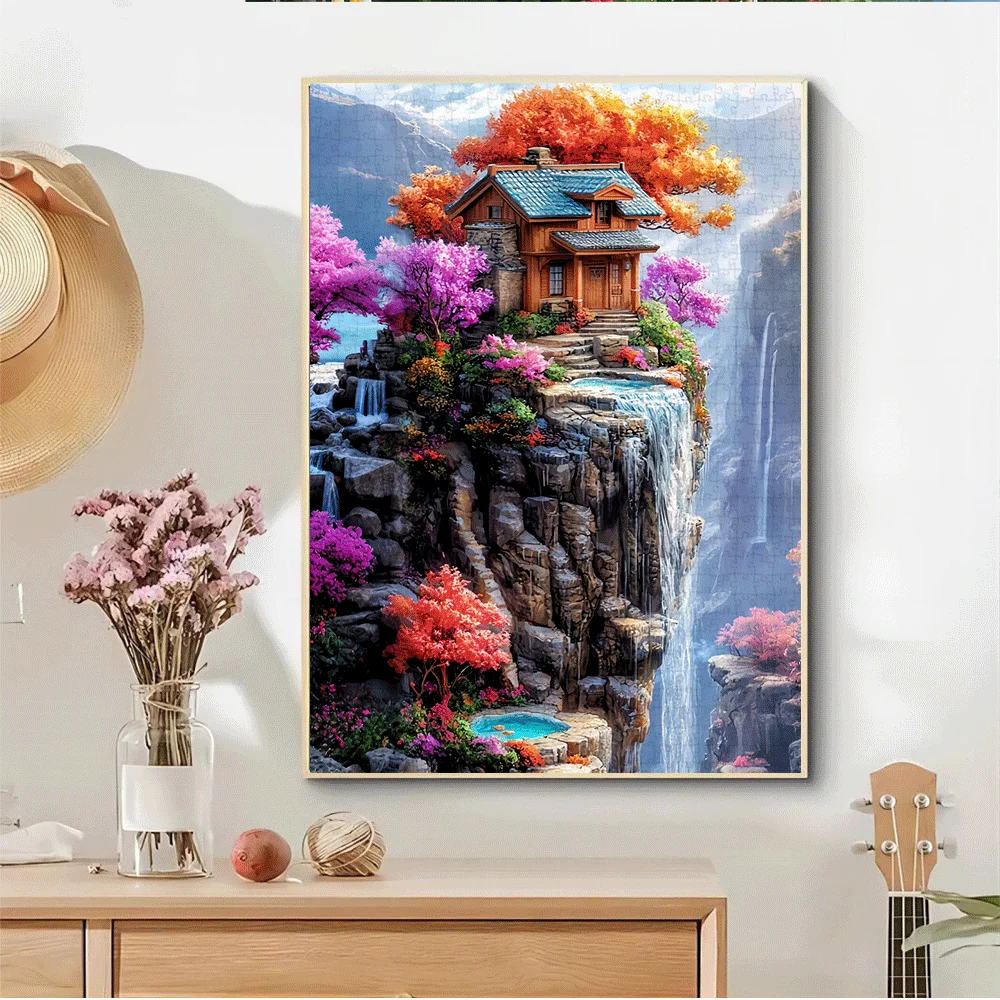 ファンタジー風、風景要素のペーパーパズル 1000ピース 大型パズル おもちゃ 大人向けゲーム ギフト 家族向けインタラクティブゲーム パズル DIY H