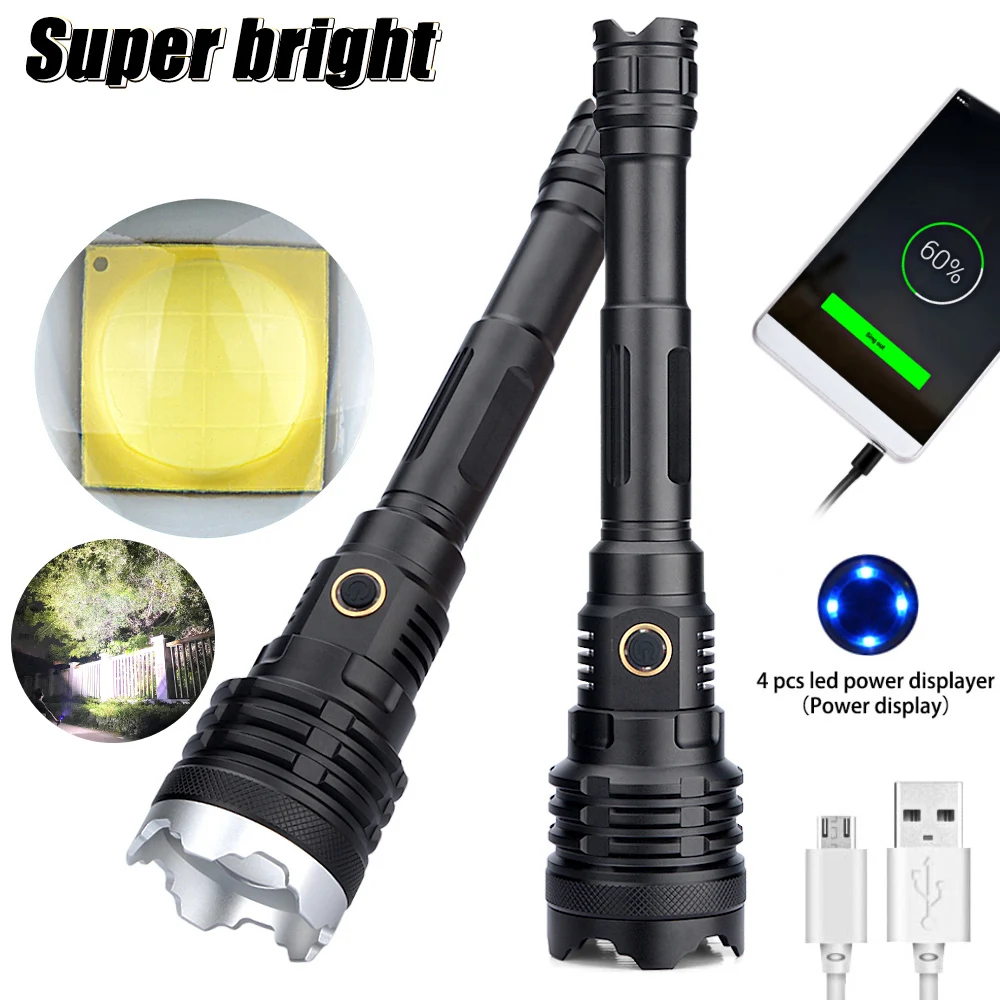 

XHP320 3,000,000LM The Most Brightest Led Flashlight Power Bank 10000mah Torch Usb Rechargeable 21700 Battery Zoomable Lantern