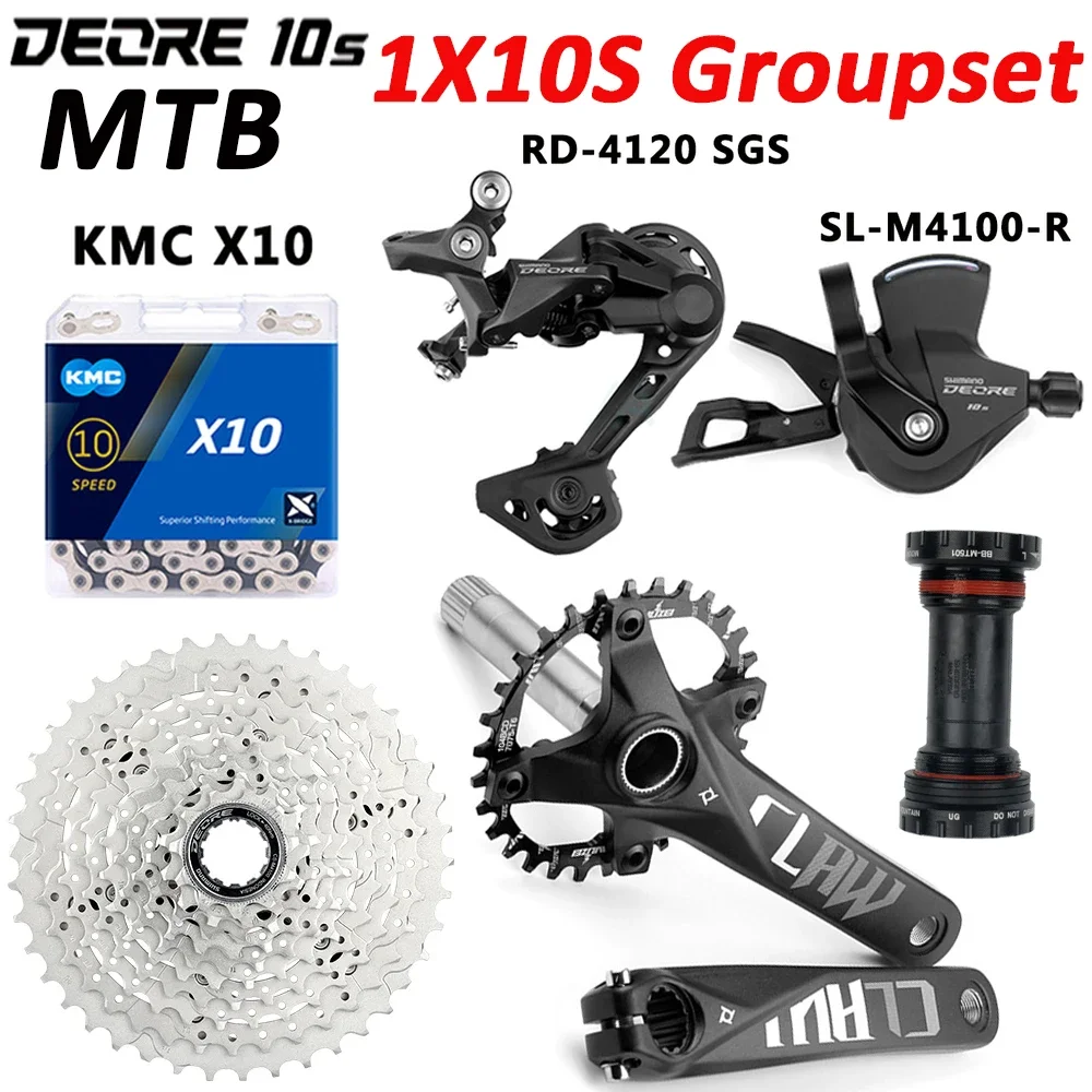 SHIMANO Deore SL M4100 RD M4120 SGS 1X10S Groupset MTB PROWHEEL CLAW Crankset 32/34/36T CS 42T/46T BB K7 Complete 10V Kit